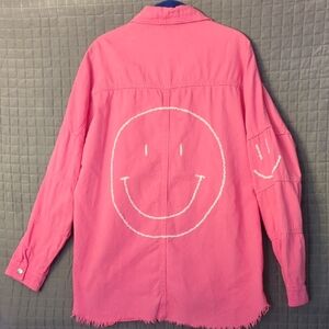 Elan Size Small Smile Face Back Shirt Shacket.